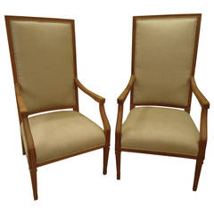 Pair of High Back Mahogany Armchairs