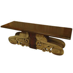 One of a Kind Old Bench with Architectural Base
