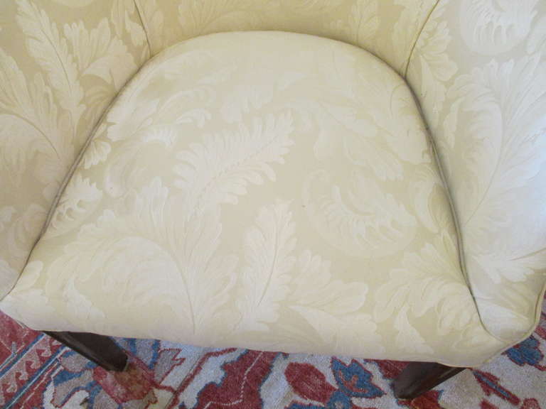 Pair of 1940s Armchairs in Cream Damask 1