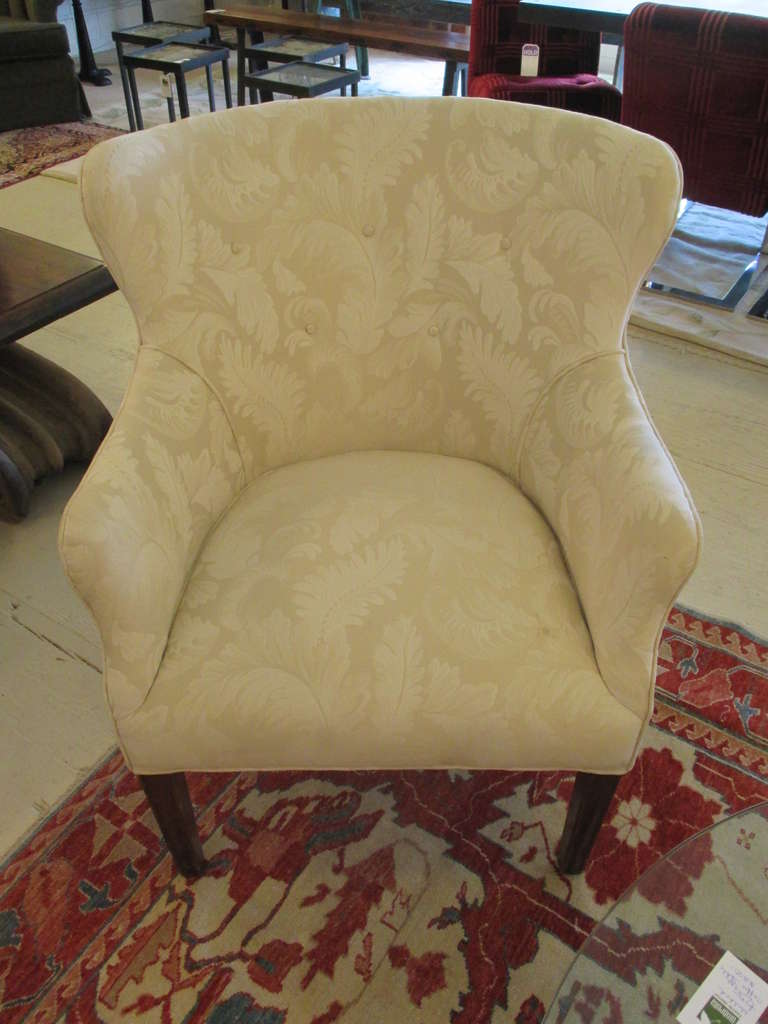 Lovely lines, sleek and stylish and very comfortable pair of chairs for the livingroom, bedroom or salon.

Arm to Arm 27 3/4