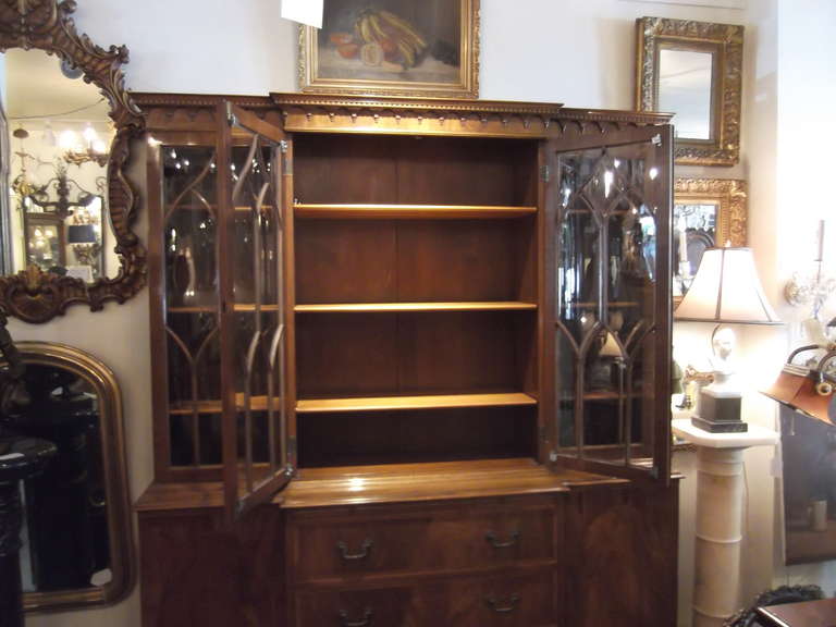 American Georgian Style Mahogany Breakfront Cabinet