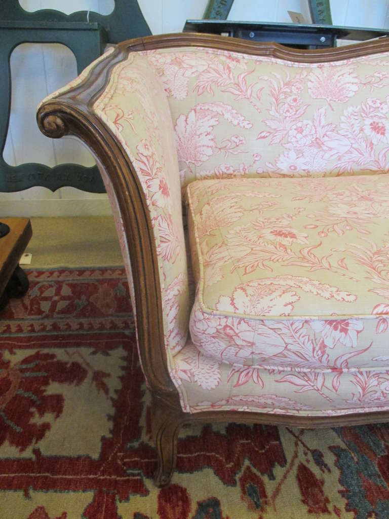 Vintage French Sofa with Designer Print Upholstery In Good Condition In Hopewell, NJ