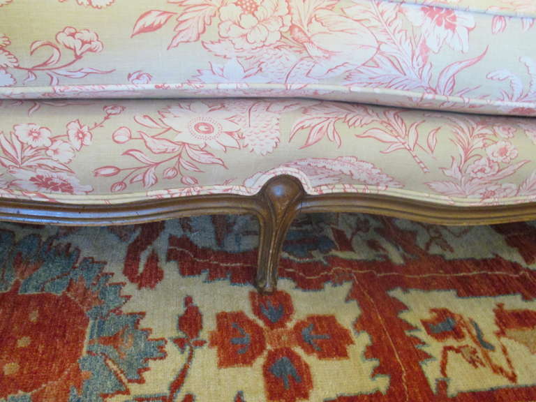 Mid-20th Century Vintage French Sofa with Designer Print Upholstery