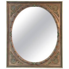 Antique Painted and Carved Wood Mirror