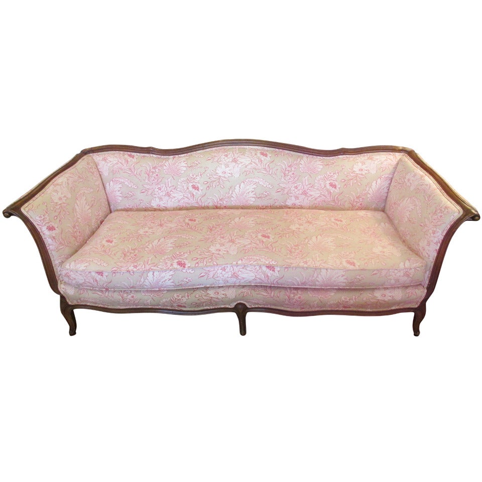 Vintage French Sofa with Designer Print Upholstery