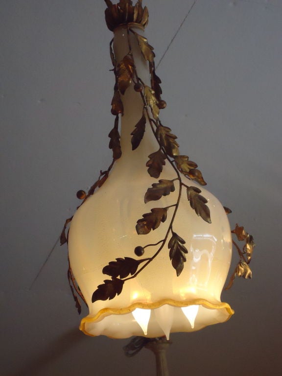 Venetian Glass and Bronze Pendant Lights