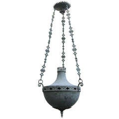 Large Antique Bronze Neoclassical Hanging Lantern