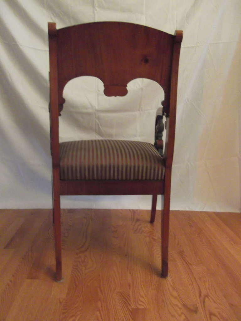 Magnificent Pair of Russian Empire Yew Wood Armchairs In Excellent Condition In Hopewell, NJ