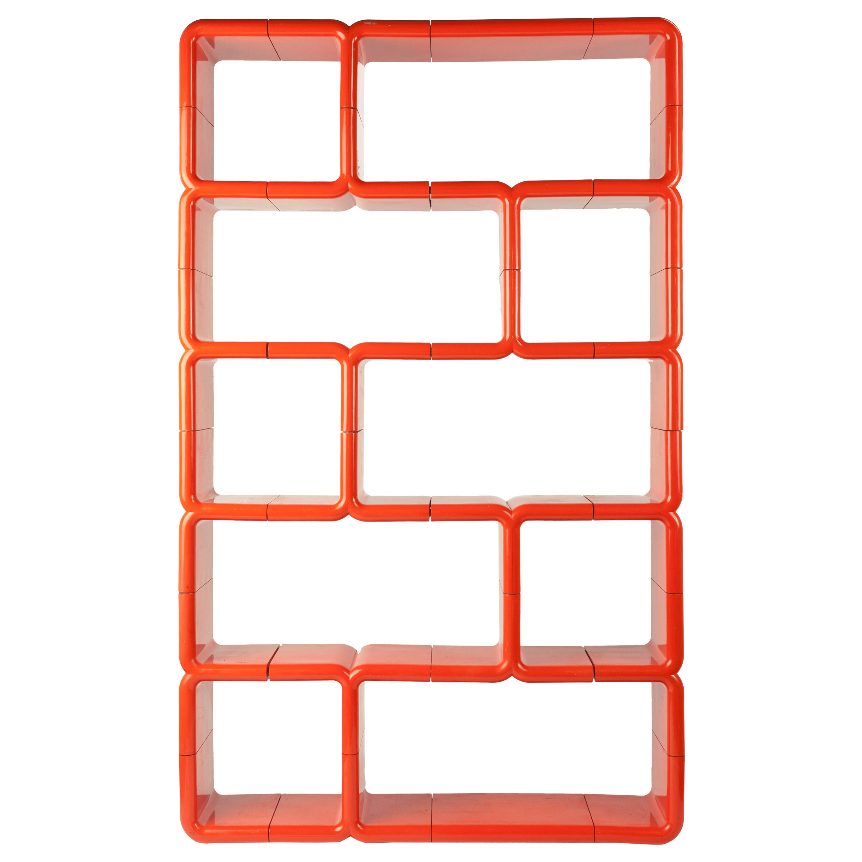 Orange Red Modular Plastic Umbo Bookshelf
