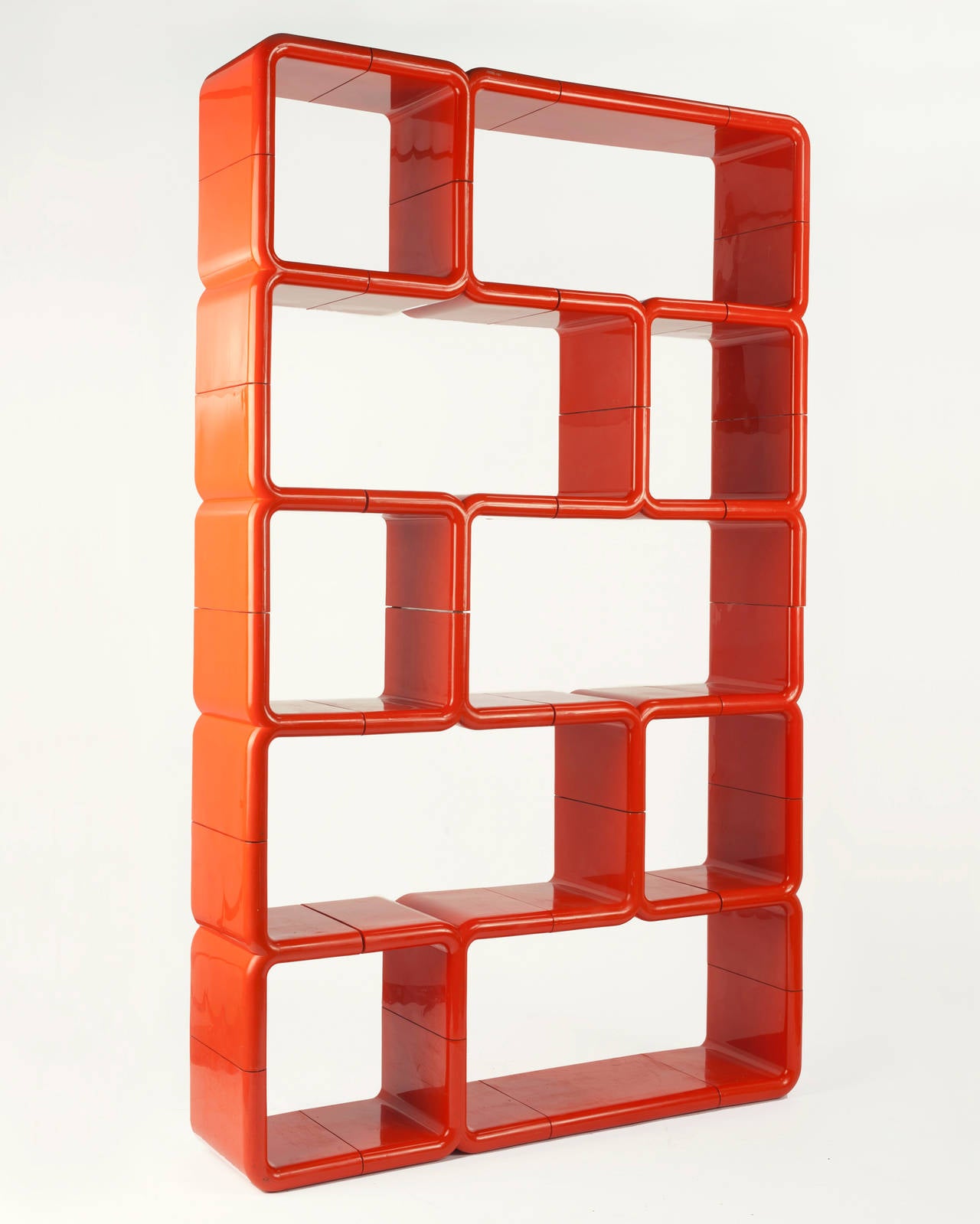 Orange Red Modular Plastic Umbo Bookshelf at 1stDibs