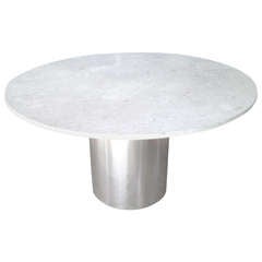 Table de salle à manger italienne ronde en marbre et acier