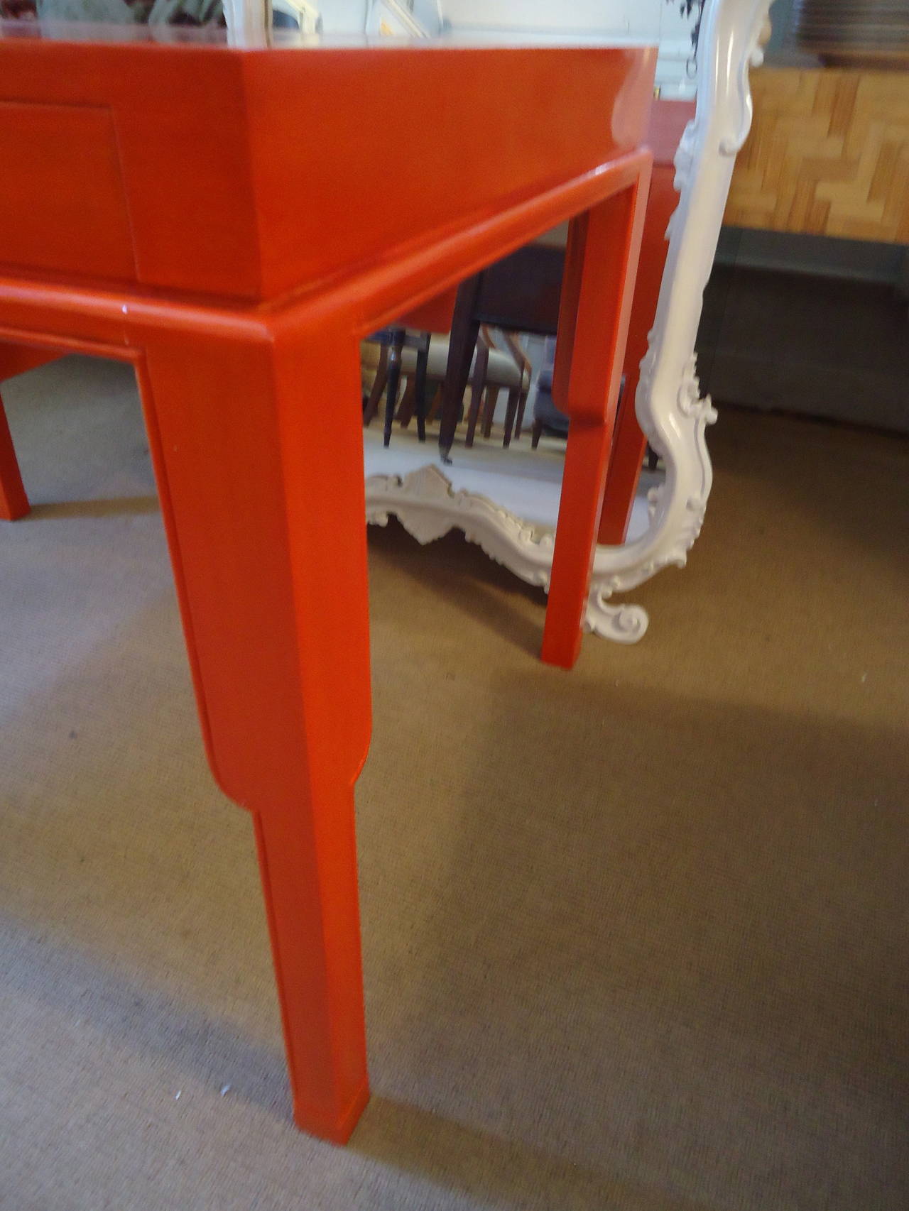 Striking Hermès Orange Lacquered Desk In Excellent Condition In Hopewell, NJ