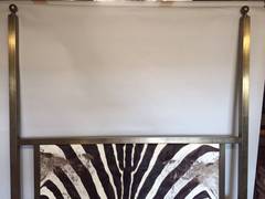 1970s Mastercraft Queen-Sized Headboard Upholstered in Authentic Zebra