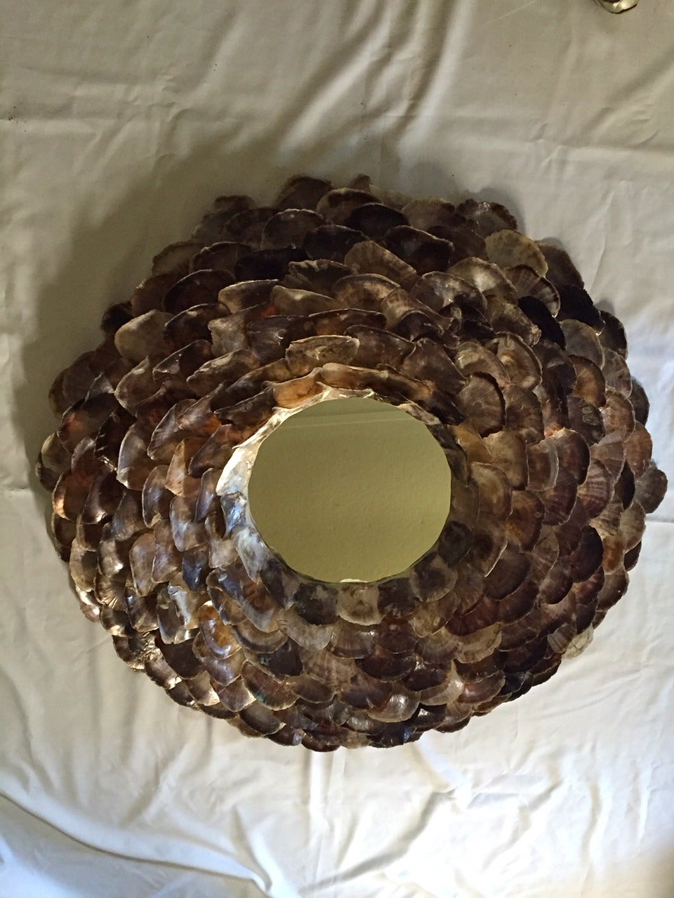 American Monumental Striking Abalone Shell Round Mirror