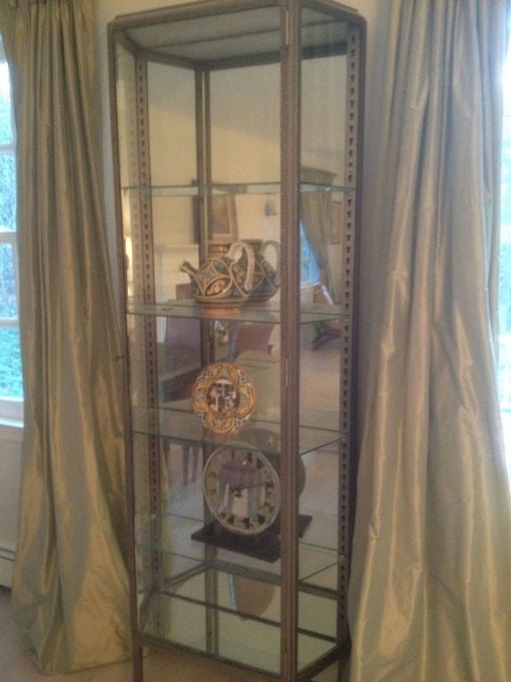 French Vintage Nickel Curio Cabinet