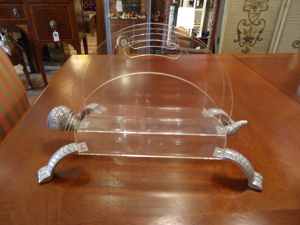 Vintage Lucite Turtle Magazine Rack