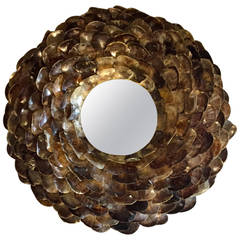 Monumental Striking Abalone Shell Round Mirror