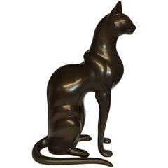 Monumental Stylized Bronze Cat Sculpture