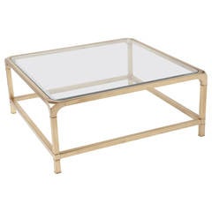 Mastercraft Brass and Glass Square Cocktail Coffee Table
