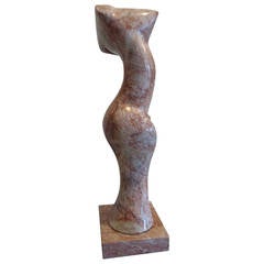 Sensual Rouge Marble Abstract Sculpture of Female Figure 7