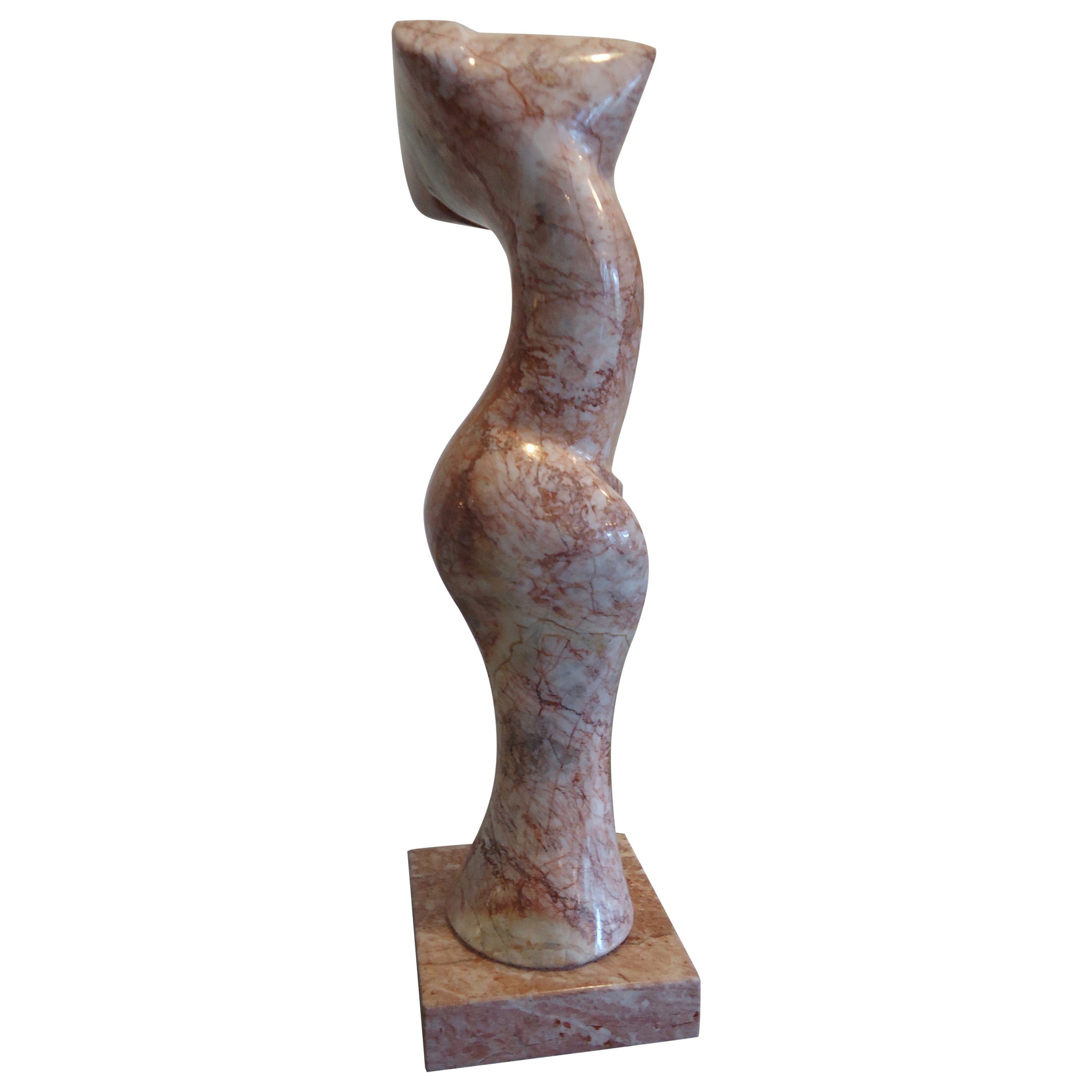 Sensual Rouge Marble Abstract Sculpture of Nude Female Figure