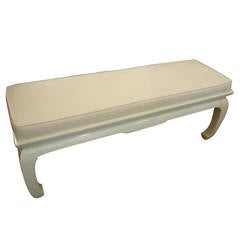 Hollywood Regency White Laquer Bench