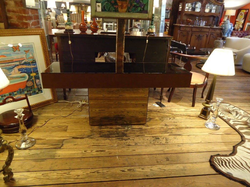 Vintage Mirror and Leather Console