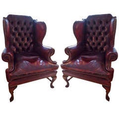 Antique Smoke a Cigar in these Leather Wing Chairs