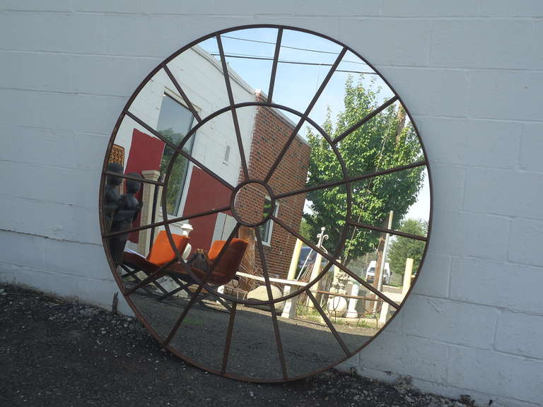 Enormous Industrial Round Mirror