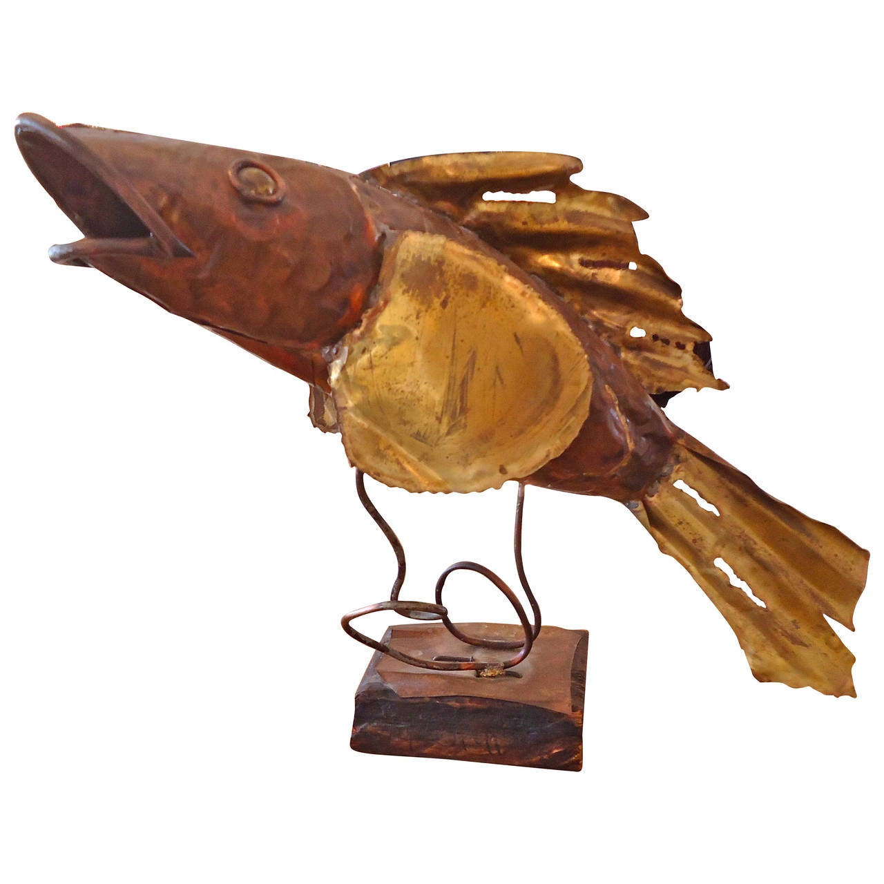 Large Handsome Copper Sculpture of a Fish For Sale at 1stdibs