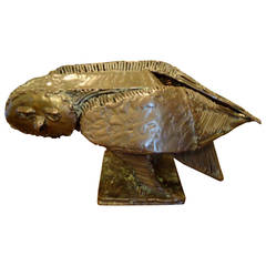 Handsome Bronze Owl Sculpture