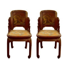 Pair of Antique Japanned Sidechairs