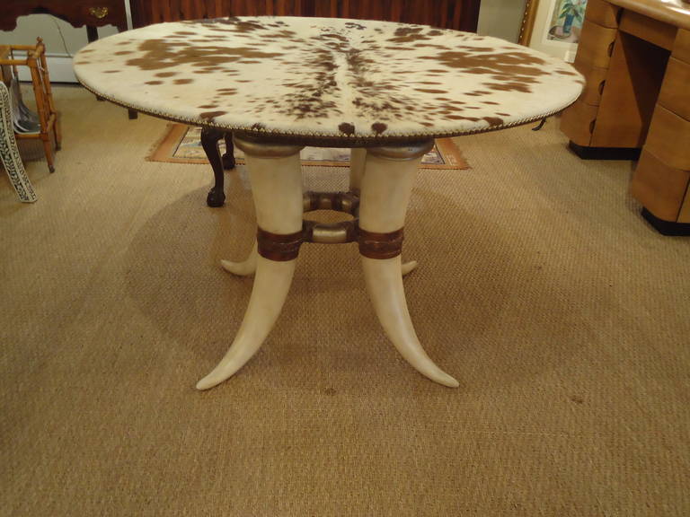 Super Glamorous Faux Horn and Cowhide Round Table