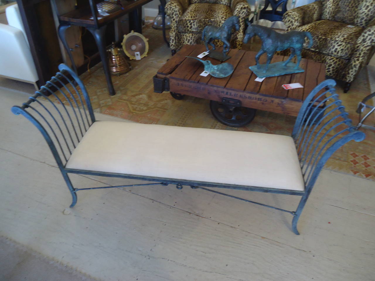 Pair of Stunning Neoclassical Iron Window Benches by Niermann Weeks In Good Condition For Sale In Hopewell, NJ