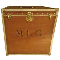 Vintage Loaded with Character Leather Hat Trunk