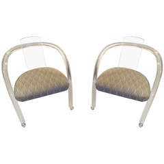 Pair of Lucite Mid Century Chairs on Casters