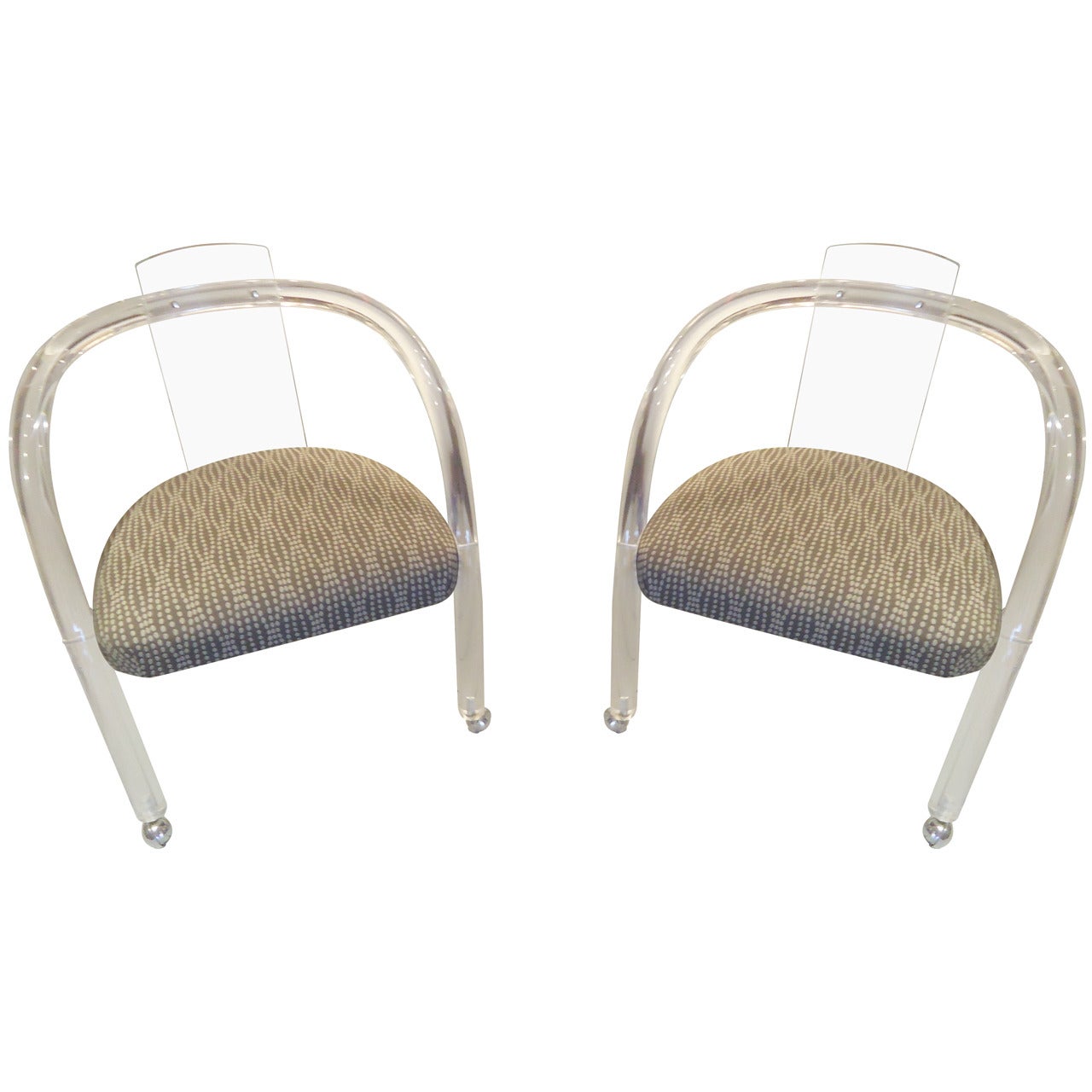 Pair of Lucite Mid Century Chairs on Casters