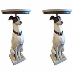 Stately Pair of Greyhound End Tables