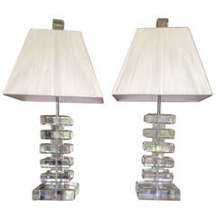 Pair of Midcentury Lucite Table Lamps