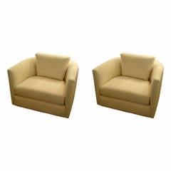Pair of Swivel Mid-Century Club Chairs