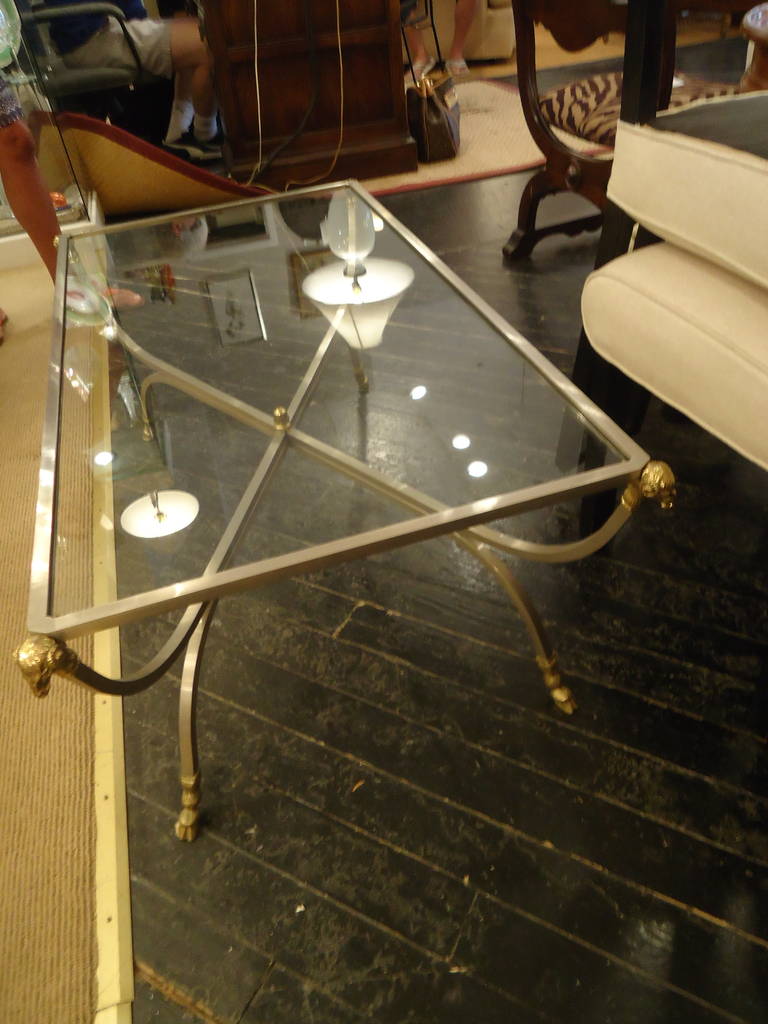 Mid-Century Modern Steel and Brass Maison Jansen Style Table