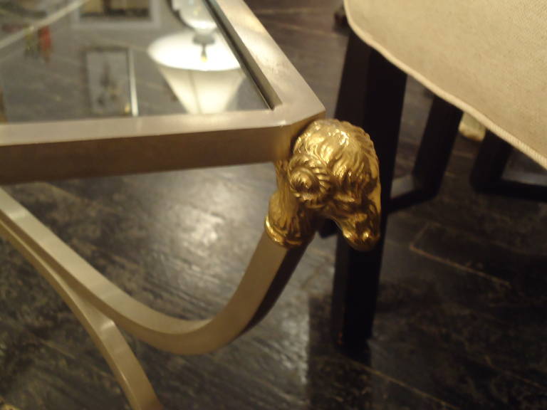 Steel and Brass Maison Jansen Style Table In Excellent Condition In Hopewell, NJ