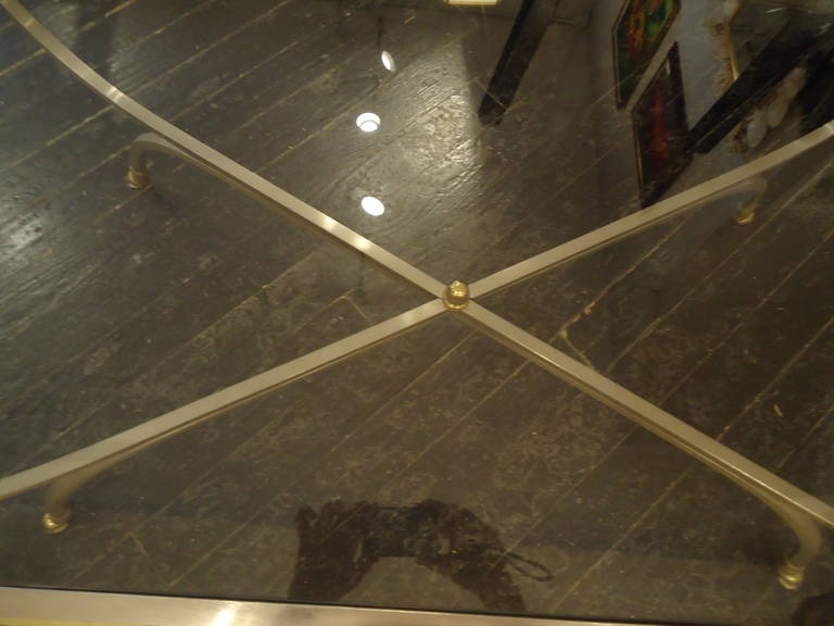 Late 20th Century Steel and Brass Maison Jansen Style Table