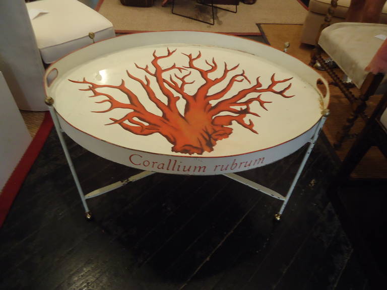 Striking Italian Painted Tole Tray on Stand