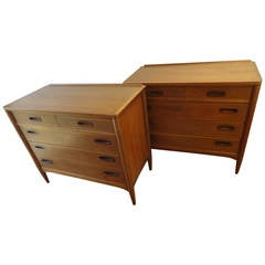 Pair of Danish Modern Style Dressers or Chests of Drawers