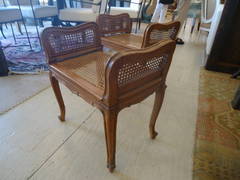 Lovely Pair of French Walnut Caned Benches