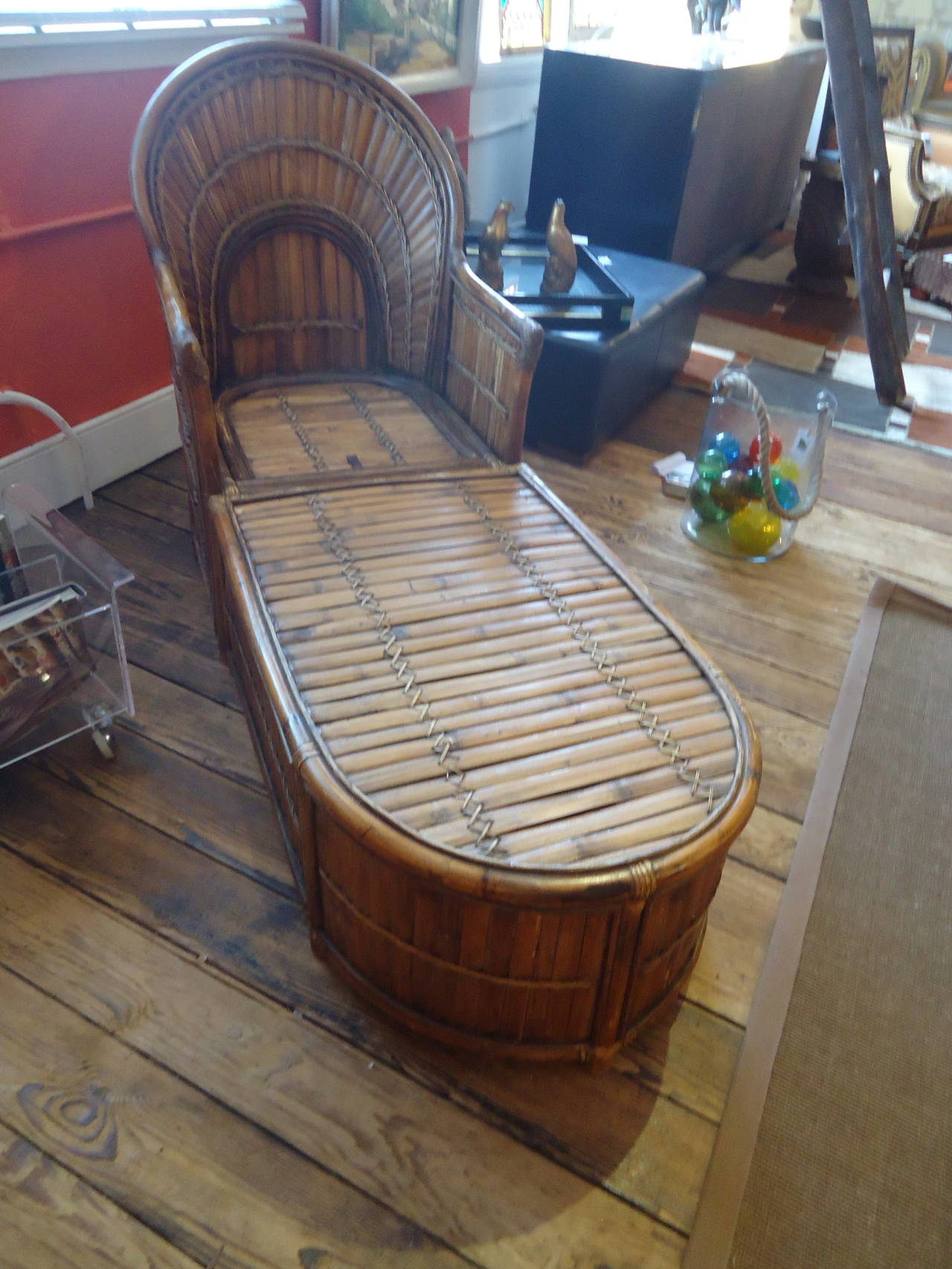 Rare Bamboo Art Deco Style Chaise Lounge at 1stdibs