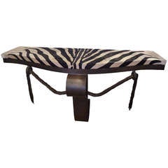 Regency Style Iron Console with Zebra Striped Cowhide Top