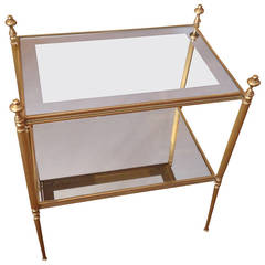 Gorgeous Little French Regency Brass and Mirrored Side Table