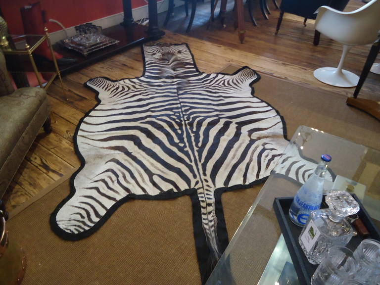 Striking Vintage Zebra Rug at 1stdibs